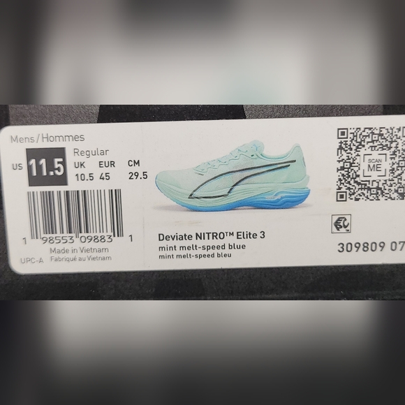 Puma Men's Deviate Nitro Elite 3 Athletic Shoes Mint And Aqua Blue - Picture 2 of 3